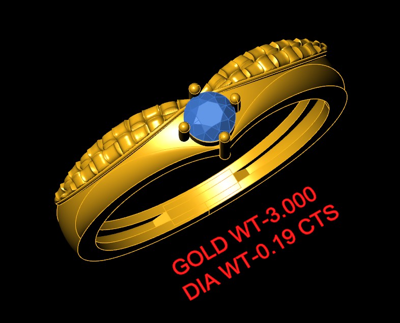 Golden Feather Solitaire Ring