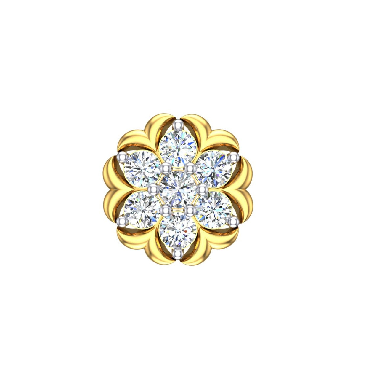 Golden Rosette Diamond Nose Pin