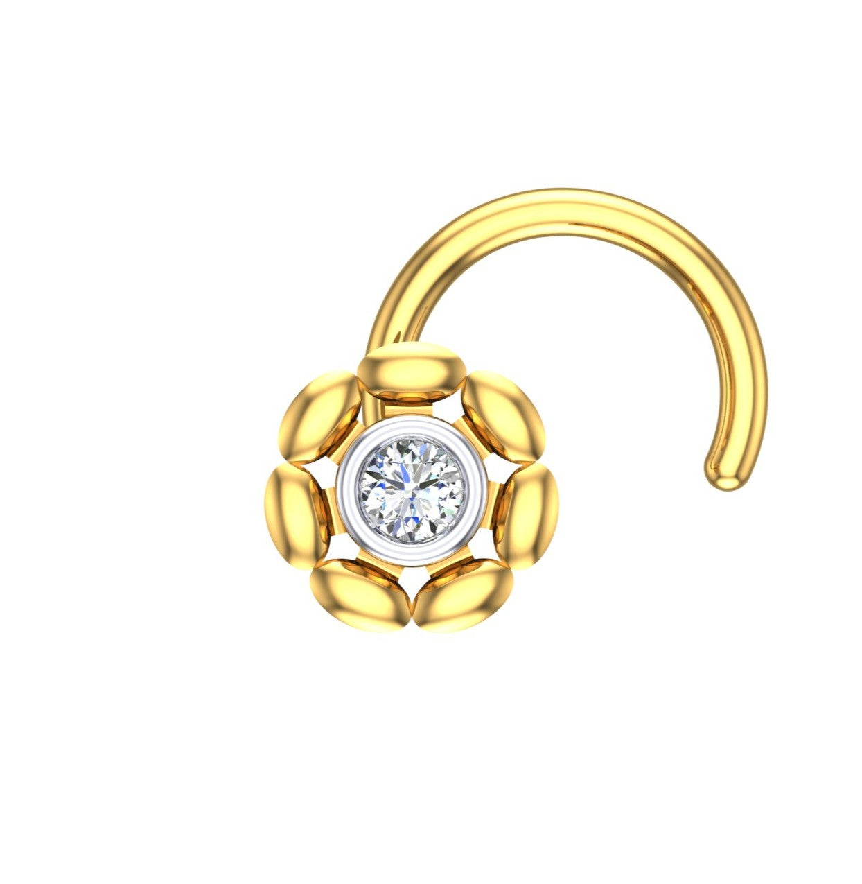 Golden Daisy Solitaire Nose Ring