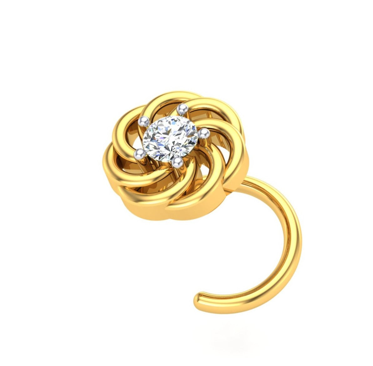 Rose Spiral Diamond Nose Ring