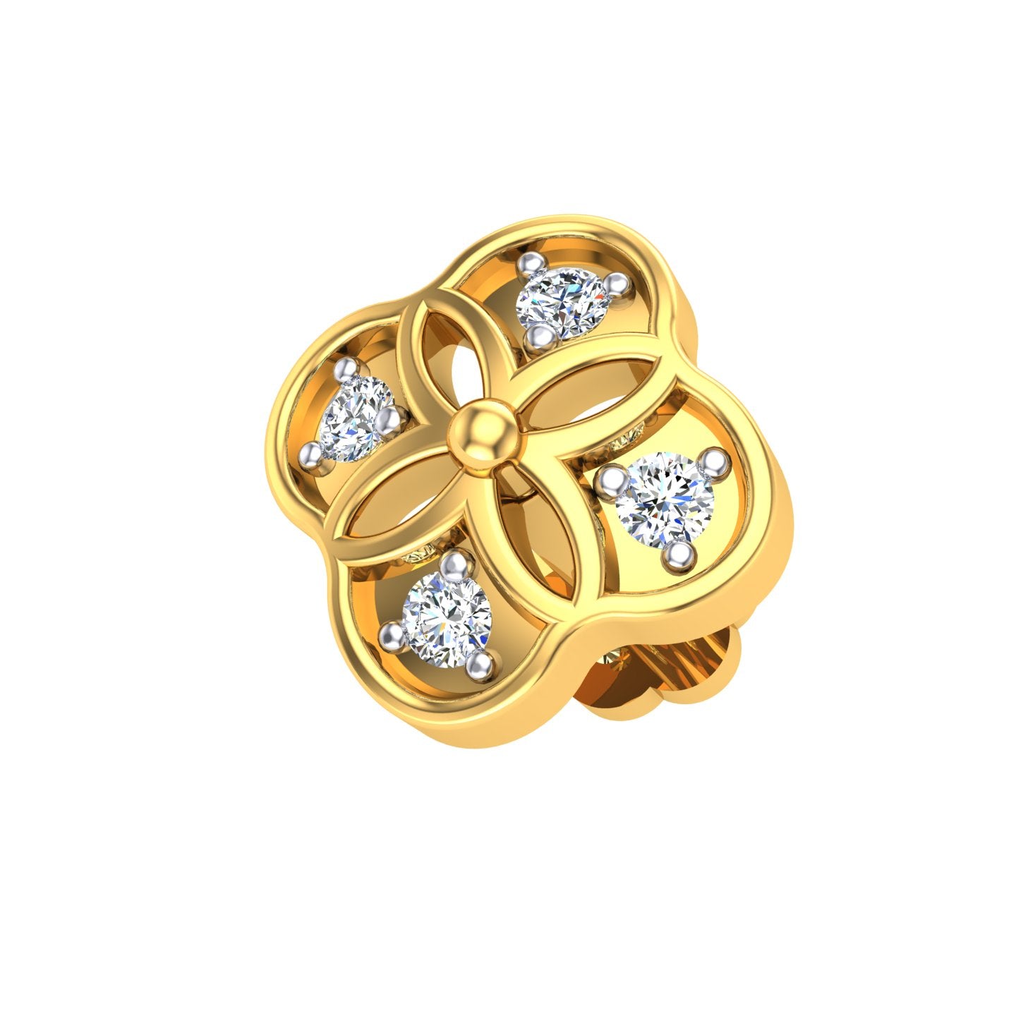 Golden Petal Diamond Nose Pin