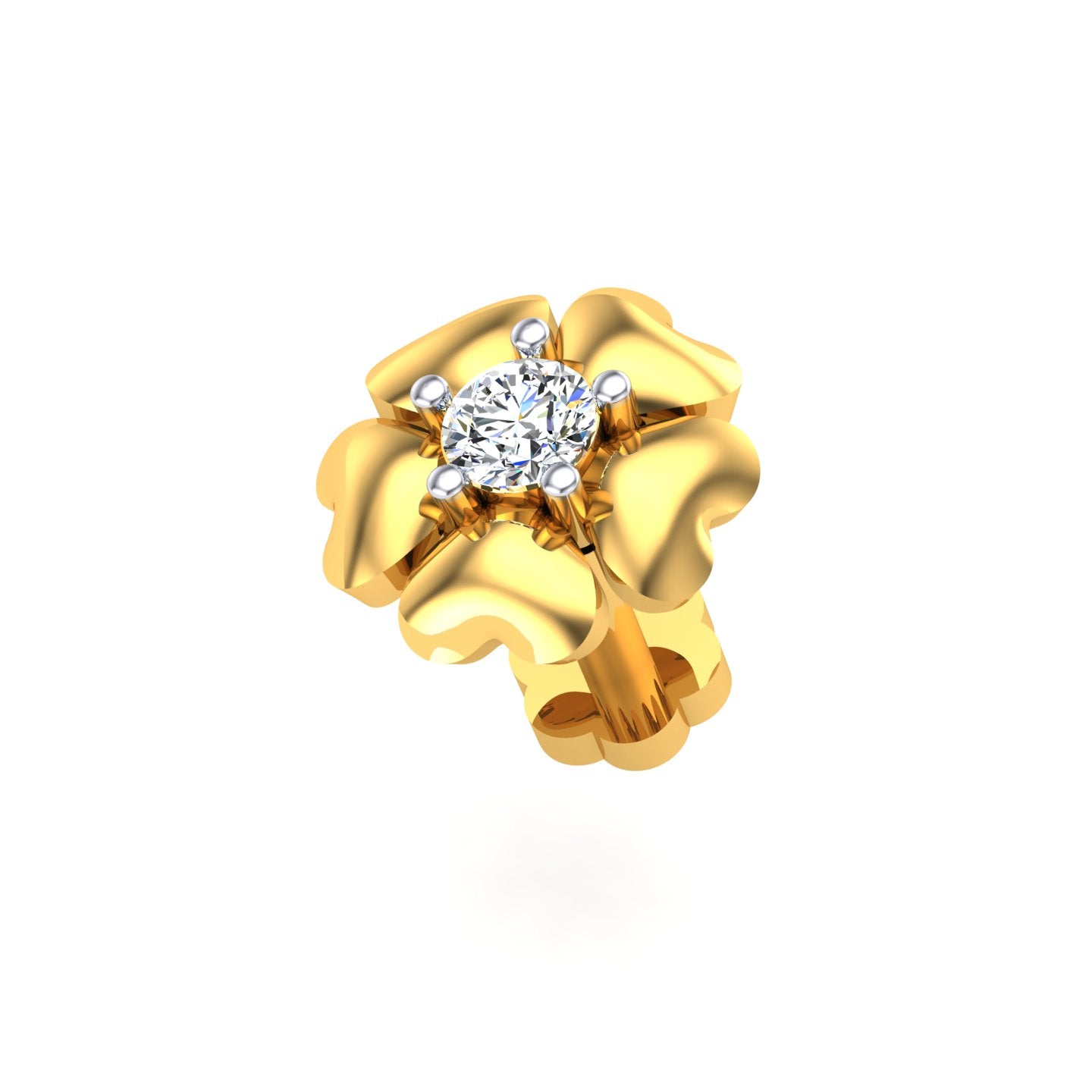 Golden Solitaire Blossom Nose Pin