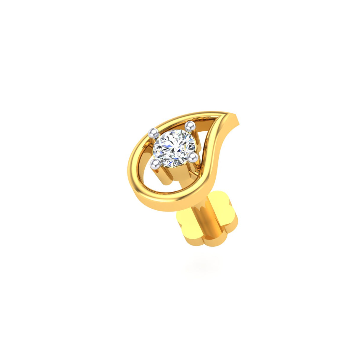 Golden Dewdrop Solitaire Nose Pin