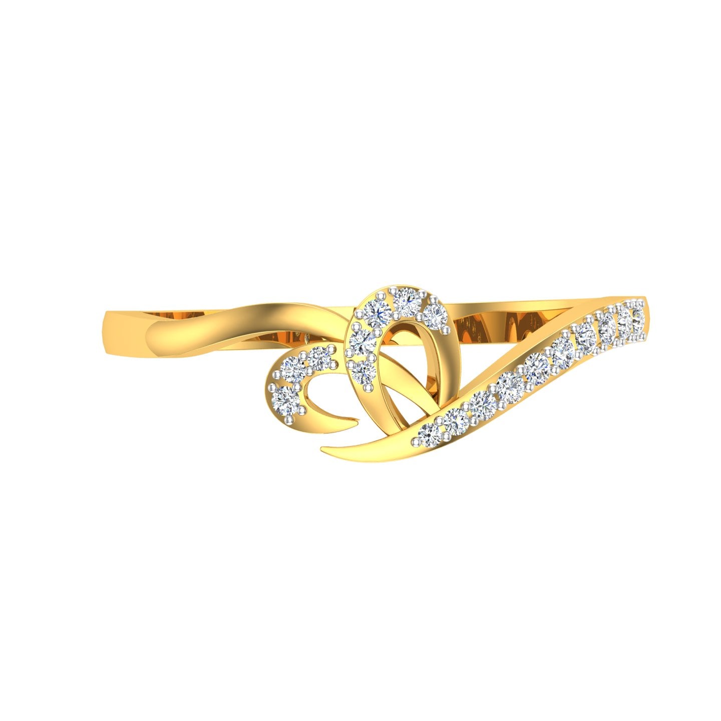 Asymmetrical Triple Wave Bypass Diamond Ring