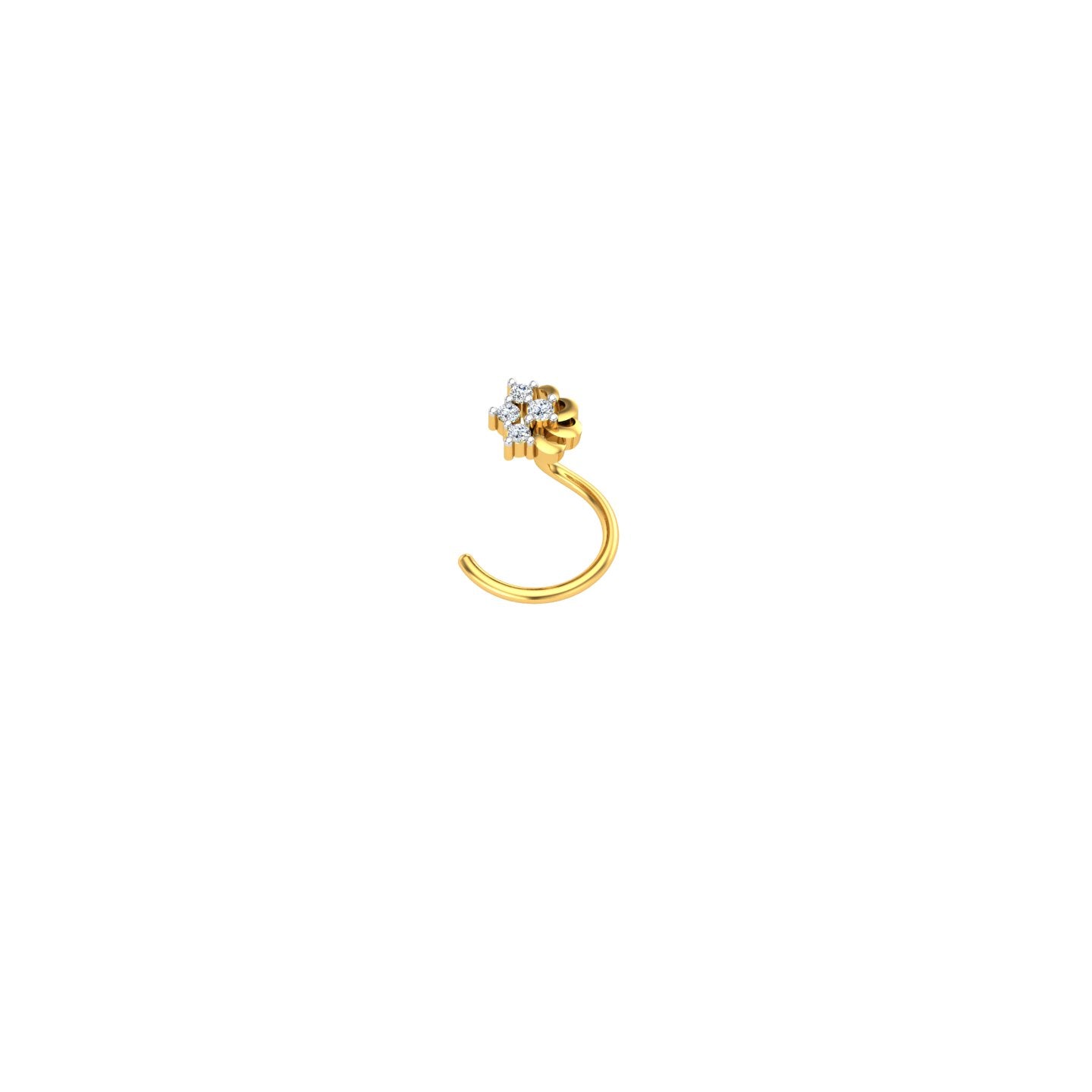 Golden Petal Diamond Nose Pin
