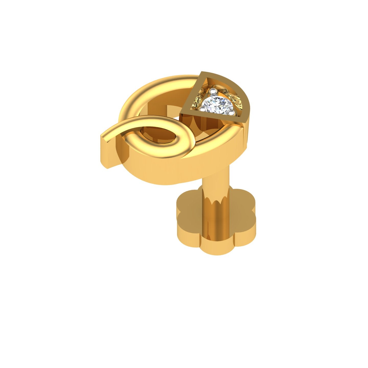 Floral Swirl Diamond Nose Pin