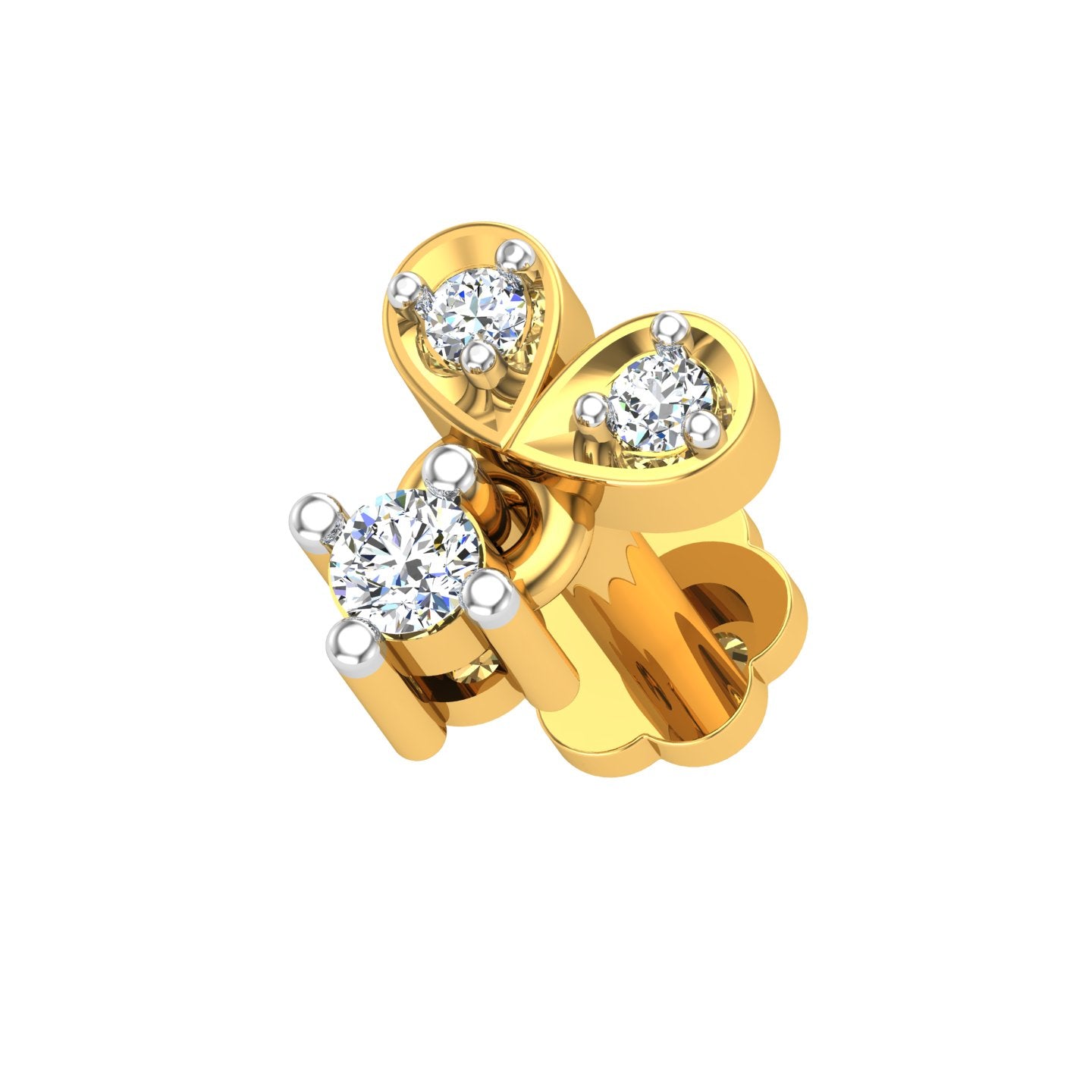 Twin Heart Drop Diamond Nose Pin