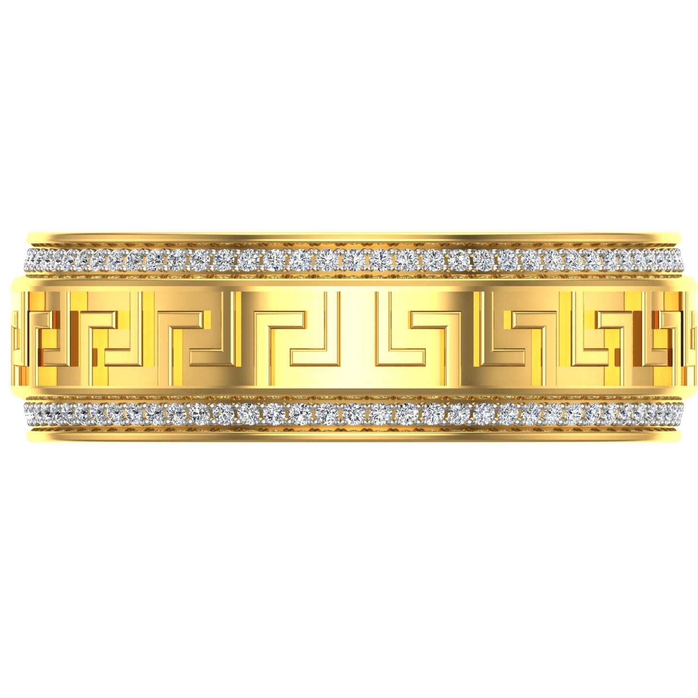 Men's diamond-studded yellow gold wedding band