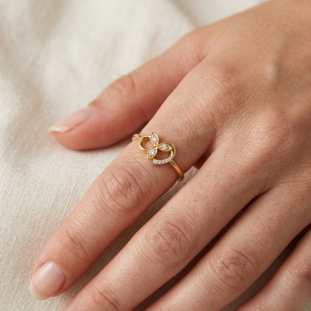 Tri-Leaf Blossom Ribbon Diamond Ring