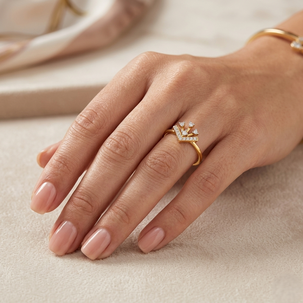 Geometric Tiara Crown Diamond Ring