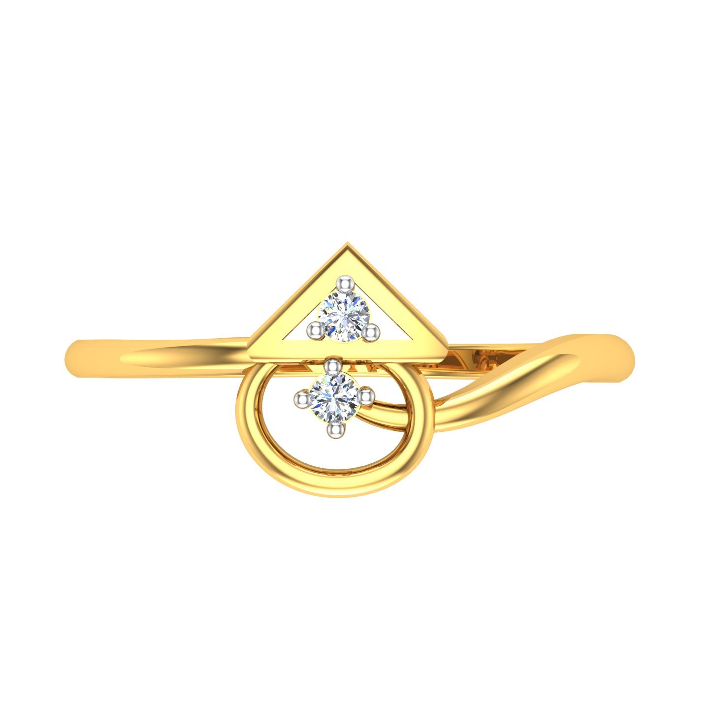 Asymmetric Loop and Foliage Diamond Ring