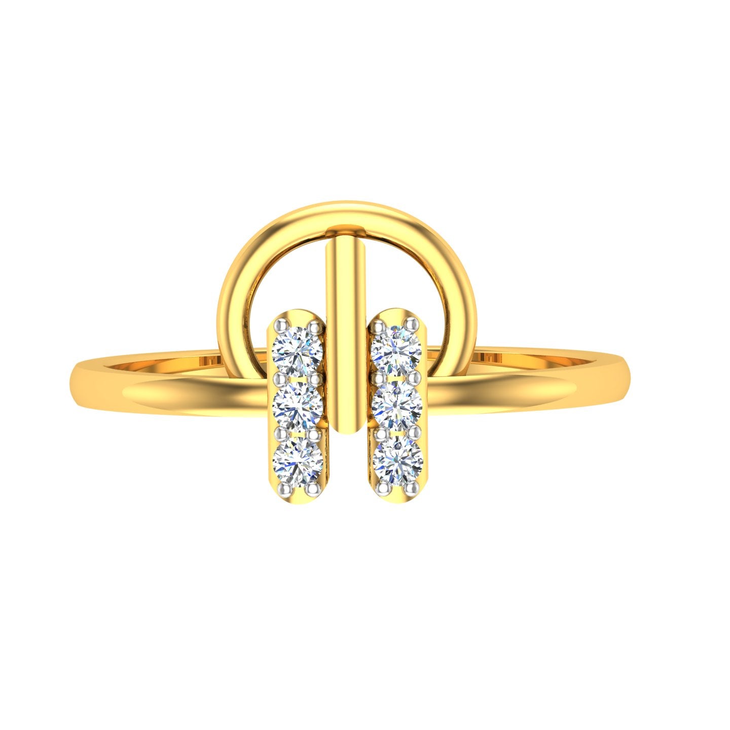 Geometric Triangle and Circle Bypass Diamond Ring