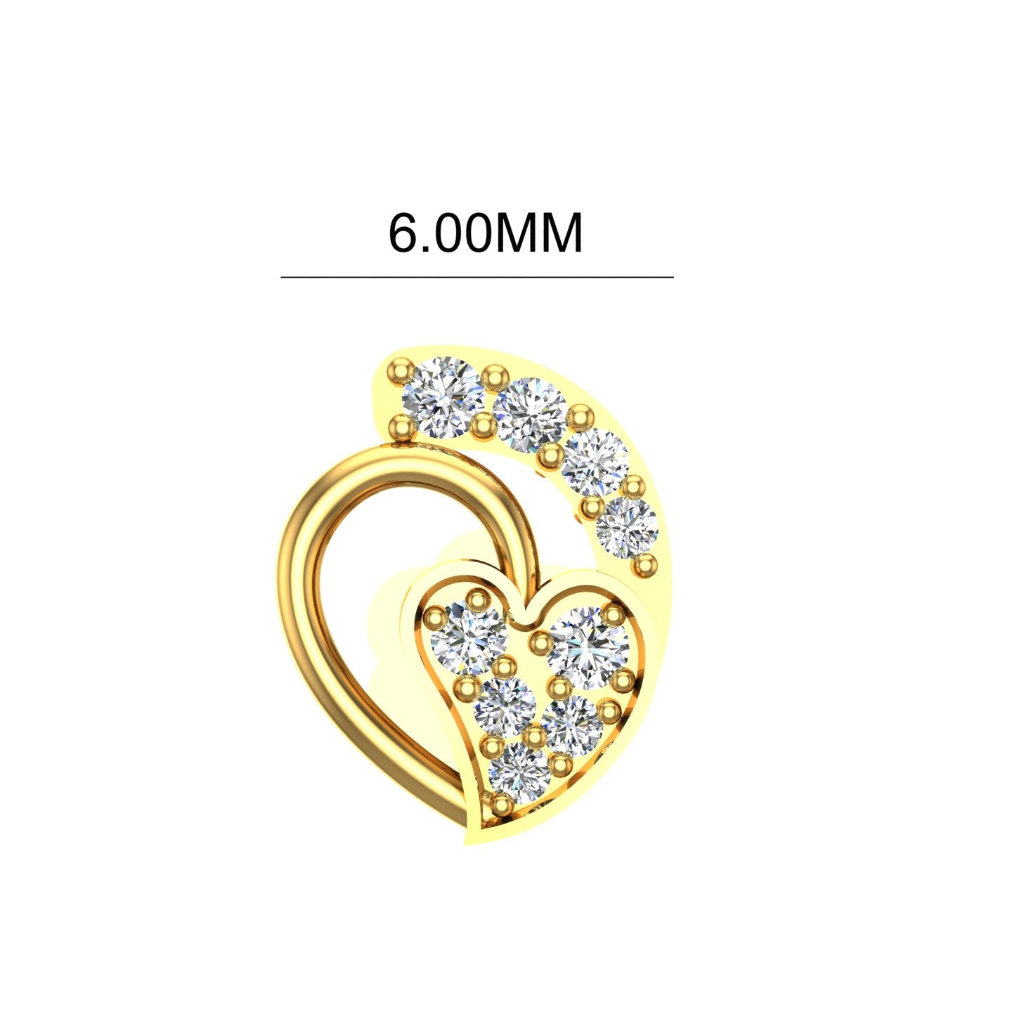 The Heart Diamond Nose Pin