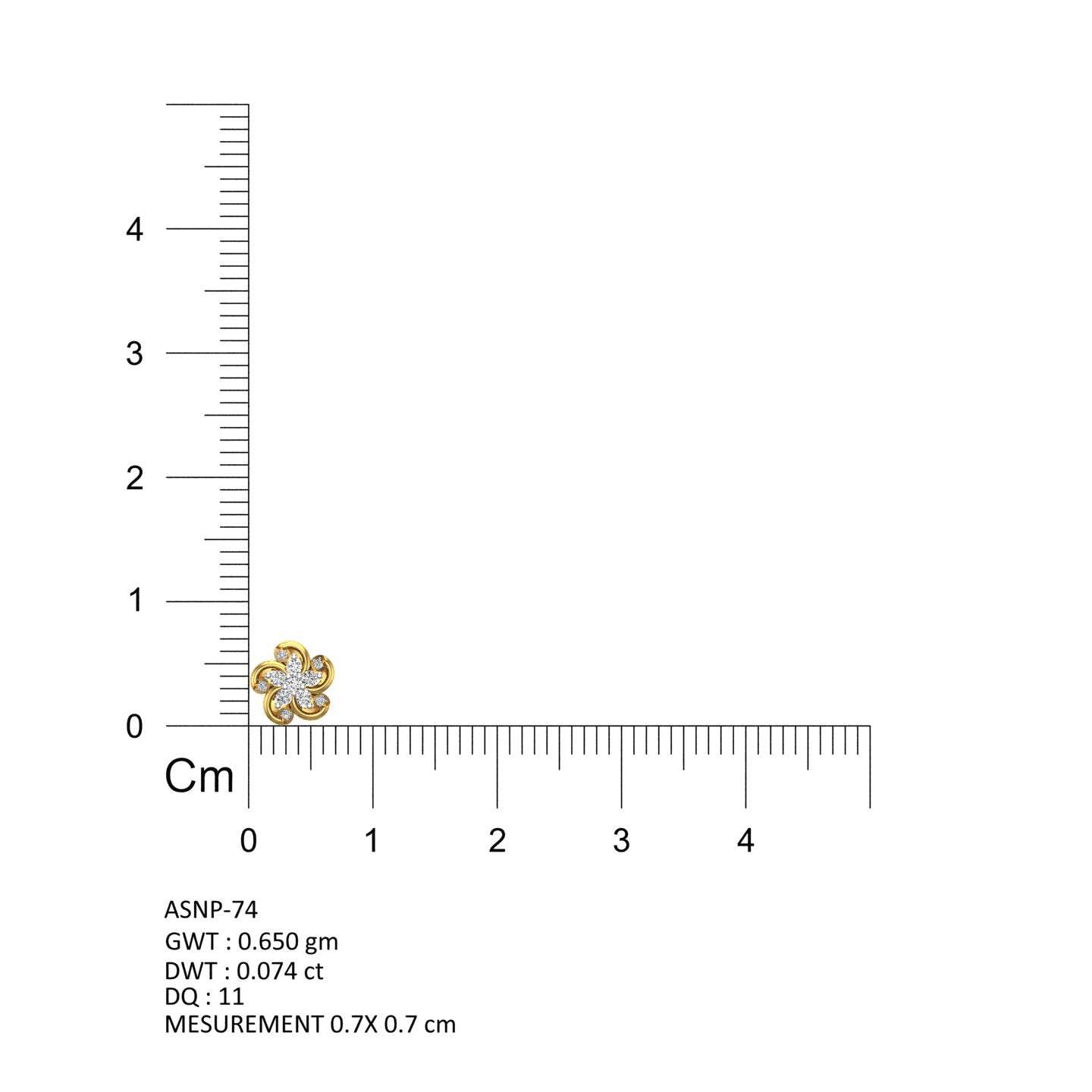 Golden Whirl Diamond Nose Pin