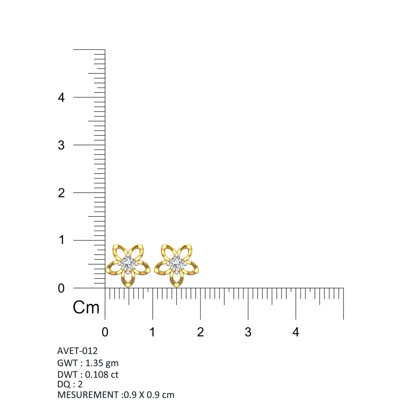 Golden Blossom Solitaire Ear Tops