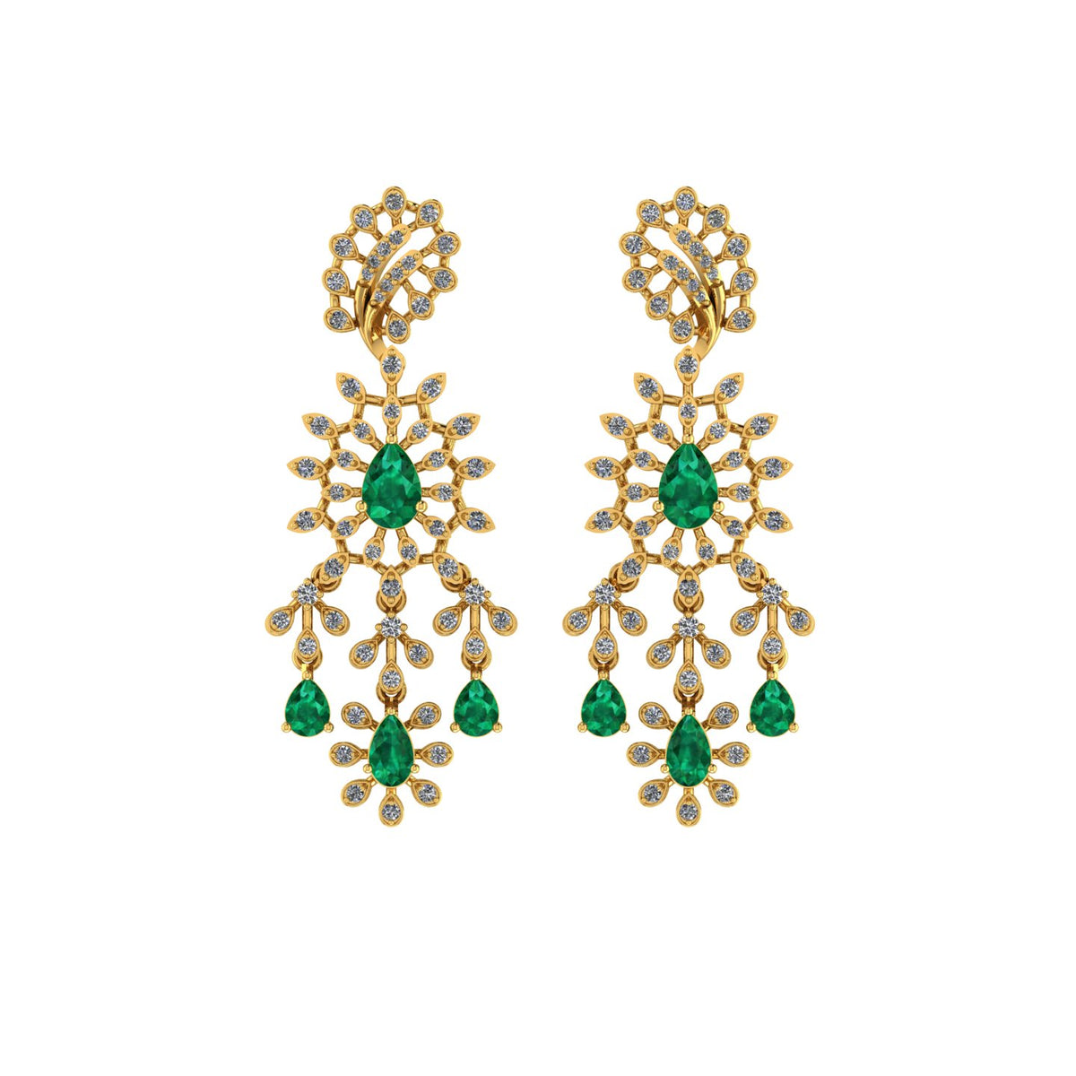 Imperial Emerald Chandbali Net Drops