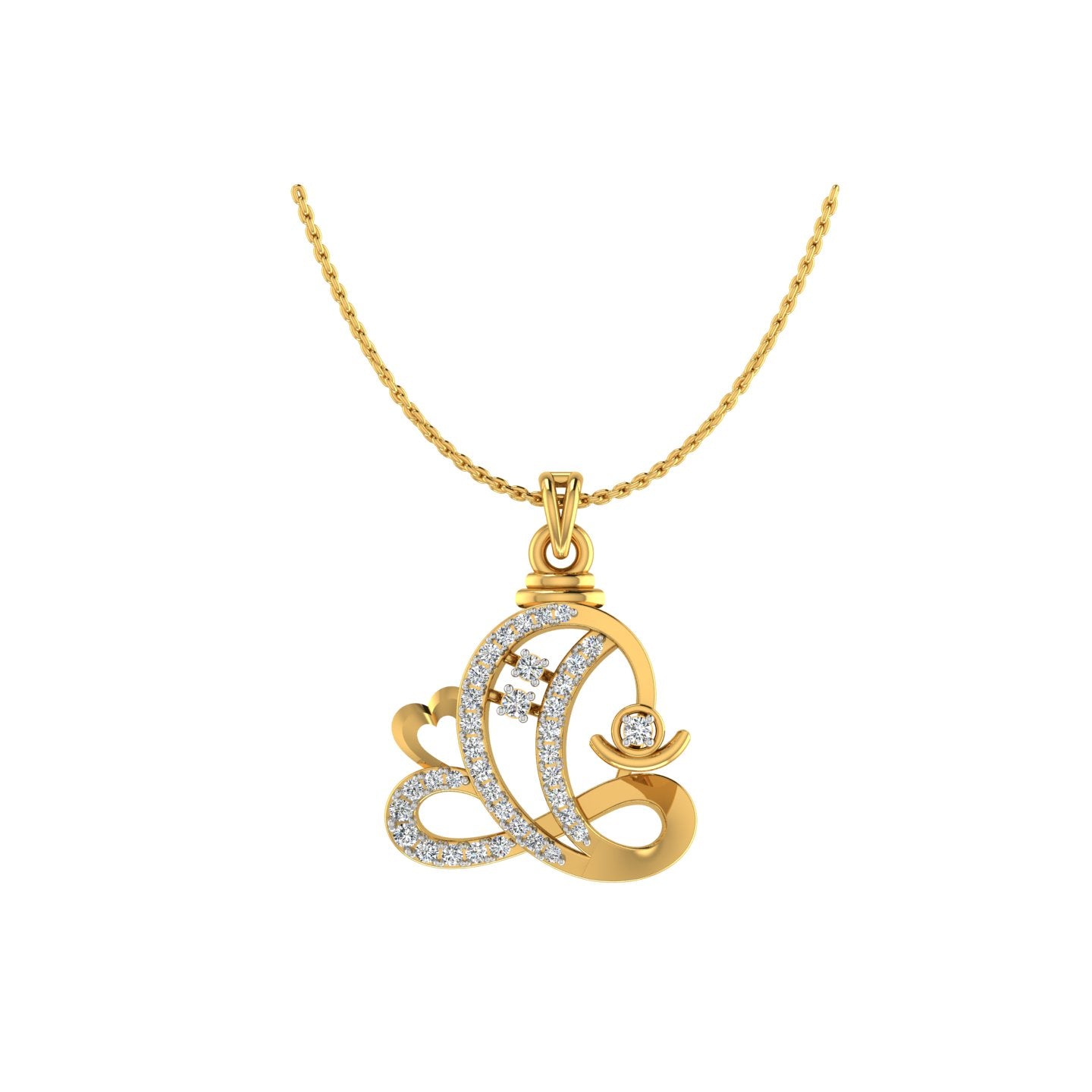 Abstract Om Ganesha Gold Pendant