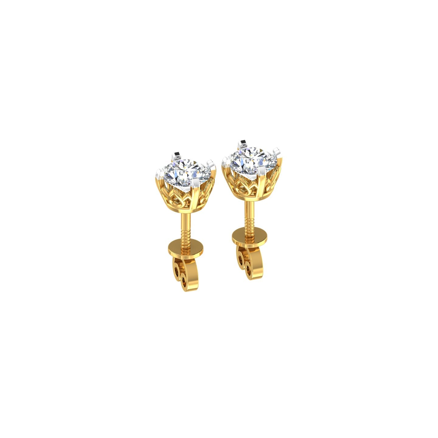 Regal Crown Solitaire Ear Tops