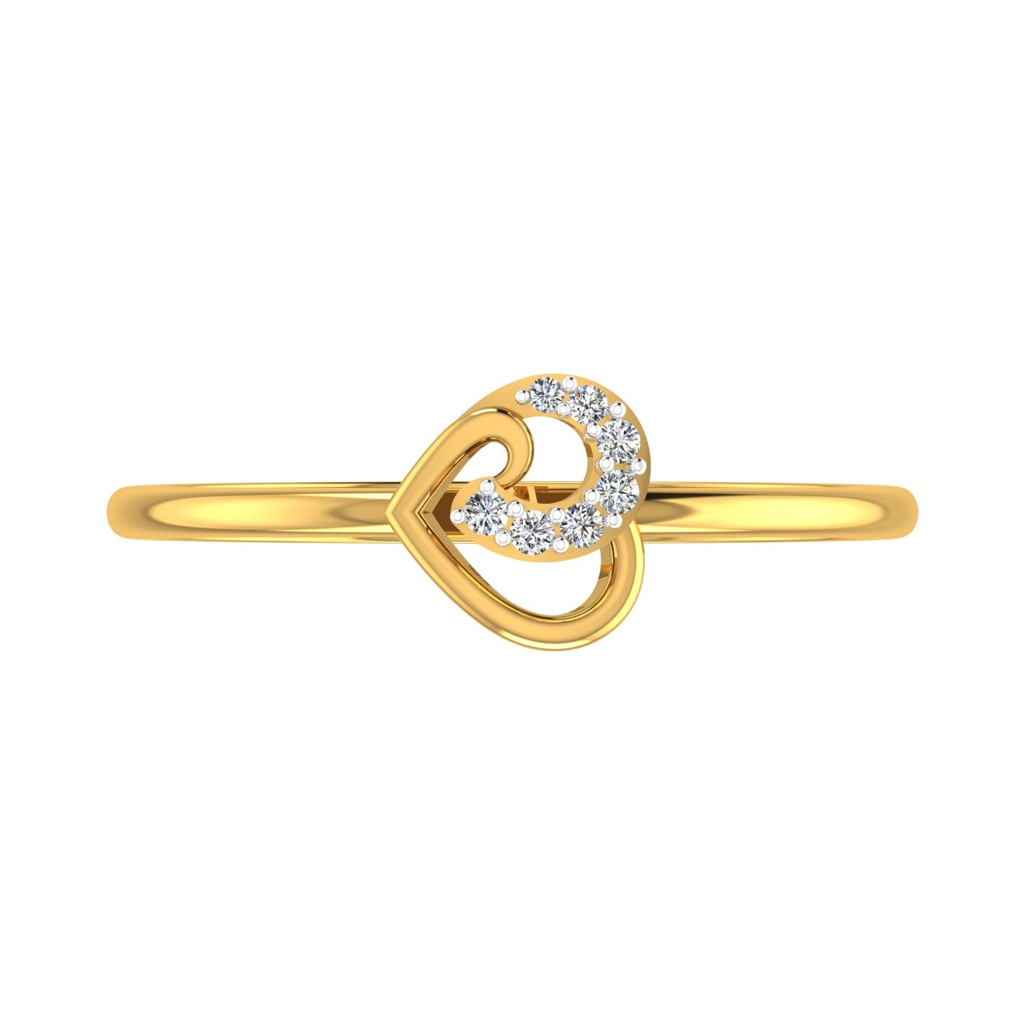 Swaying Heart Ribbon Diamond Ring