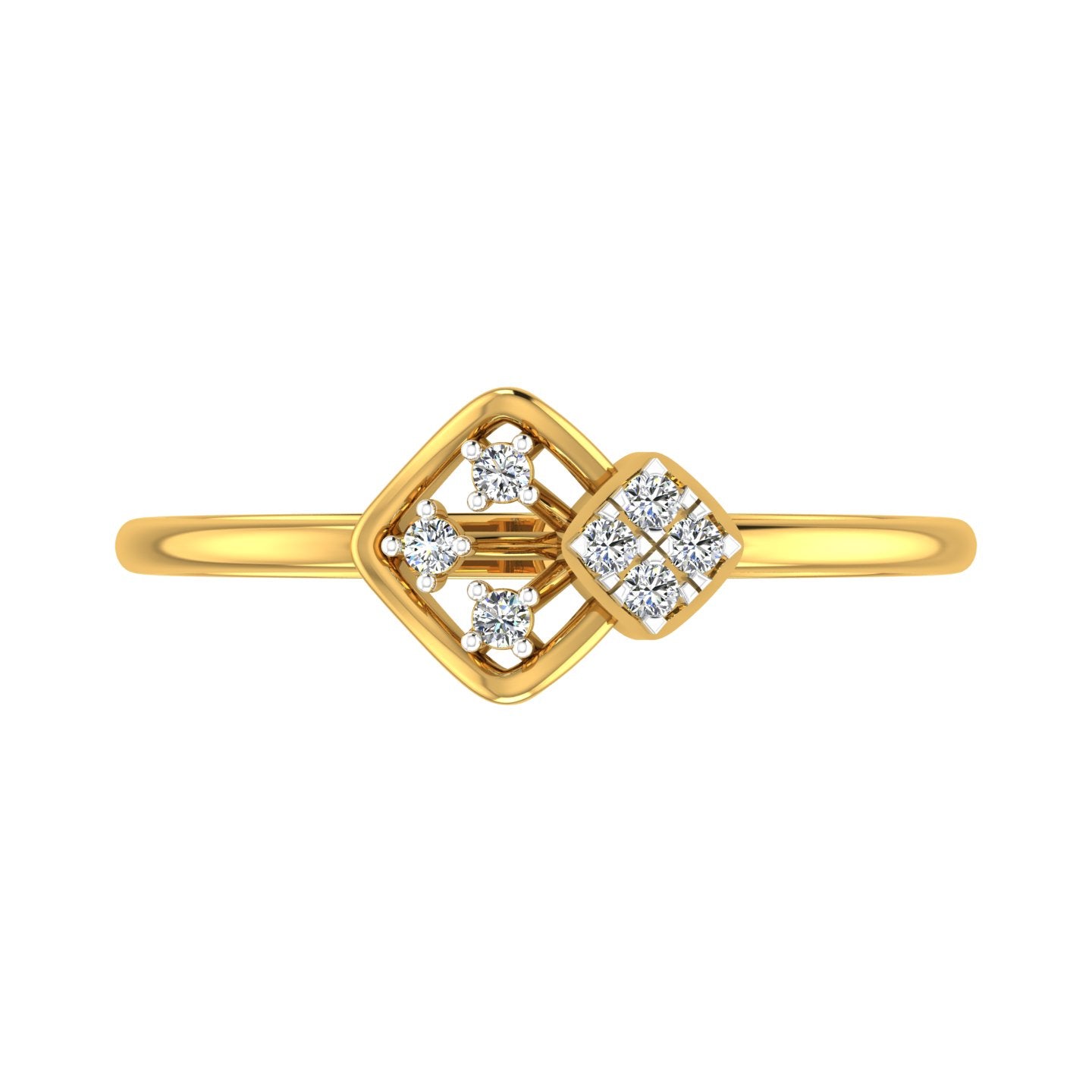 Geometric Quad Halo Diamond Ring