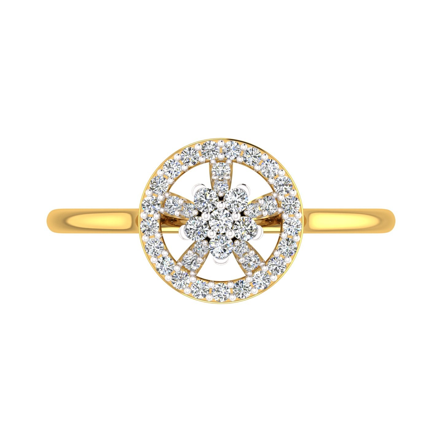Spoke Wheel Starburst Halo Diamond Ring