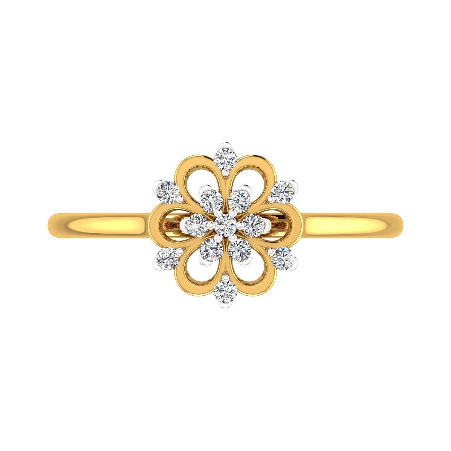 Openwork Wire Flower Cluster Diamond Ring