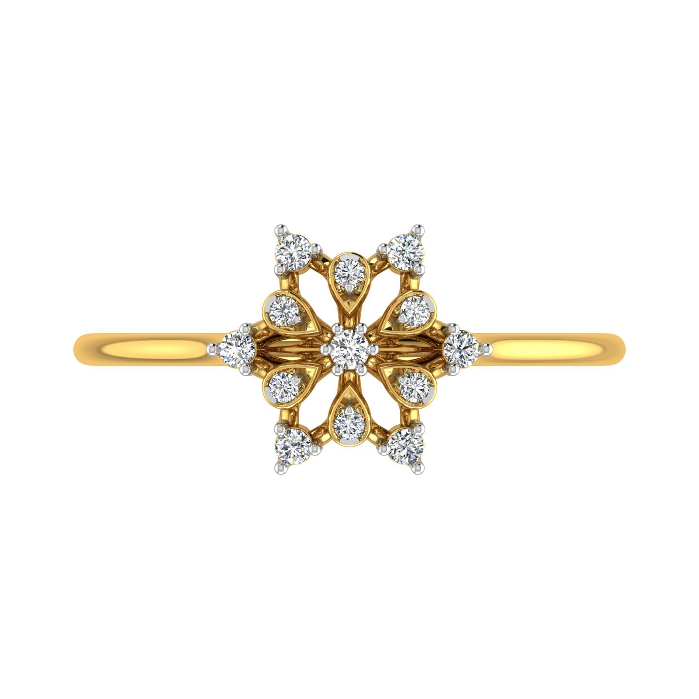 Filigree Snowflake Starburst Diamond Ring