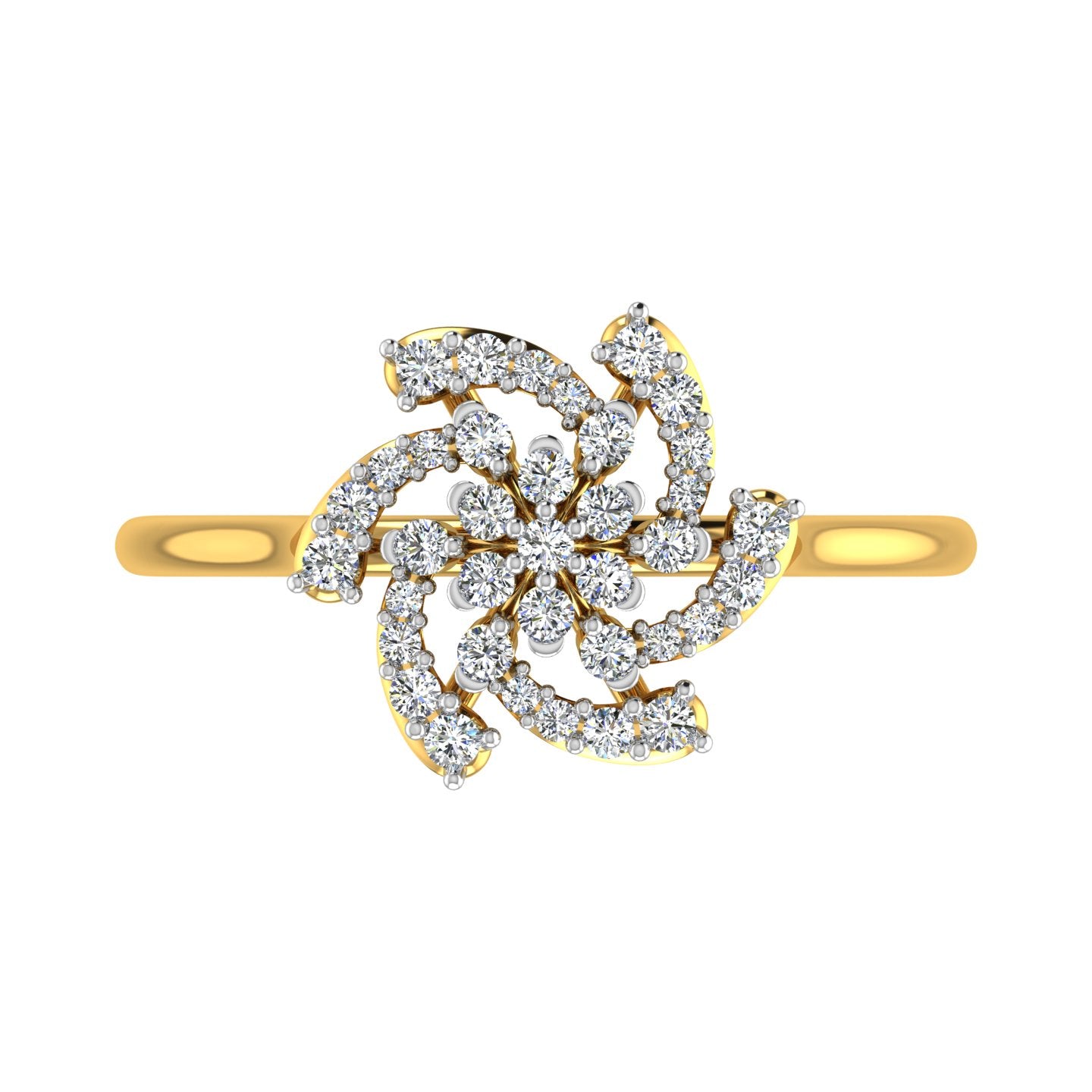 Pinwheel Whirlwind Cluster Diamond Ring