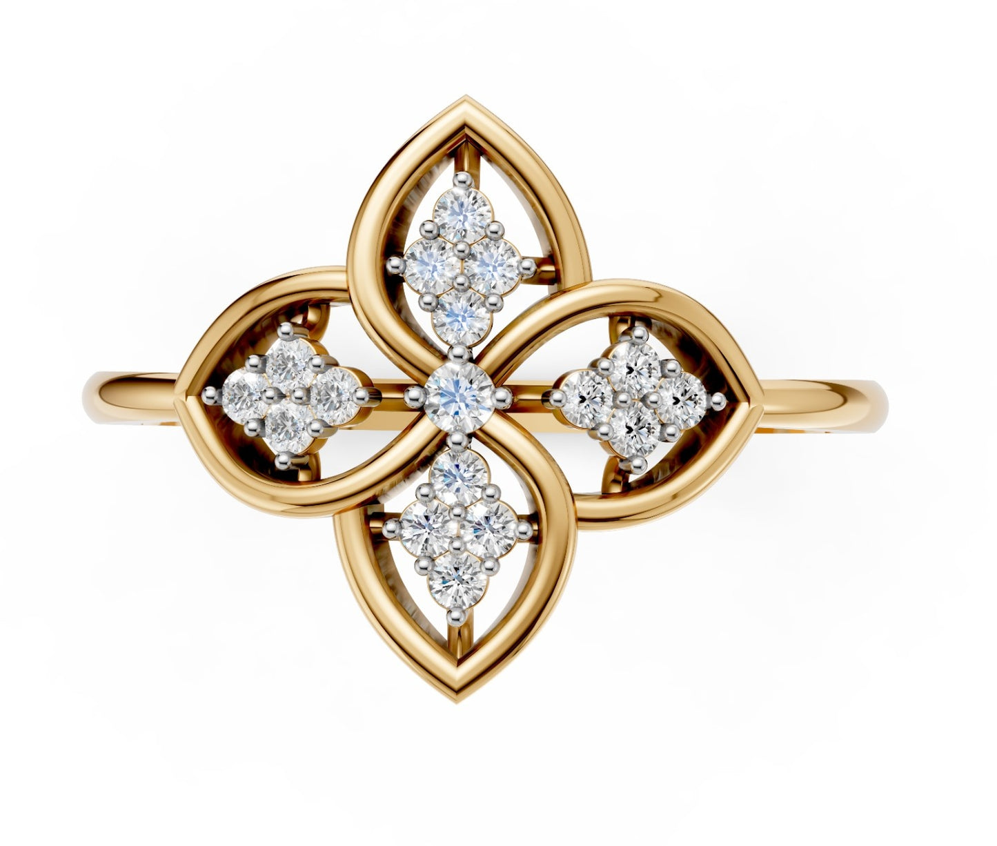 Royal Petal Clover Diamond Ring