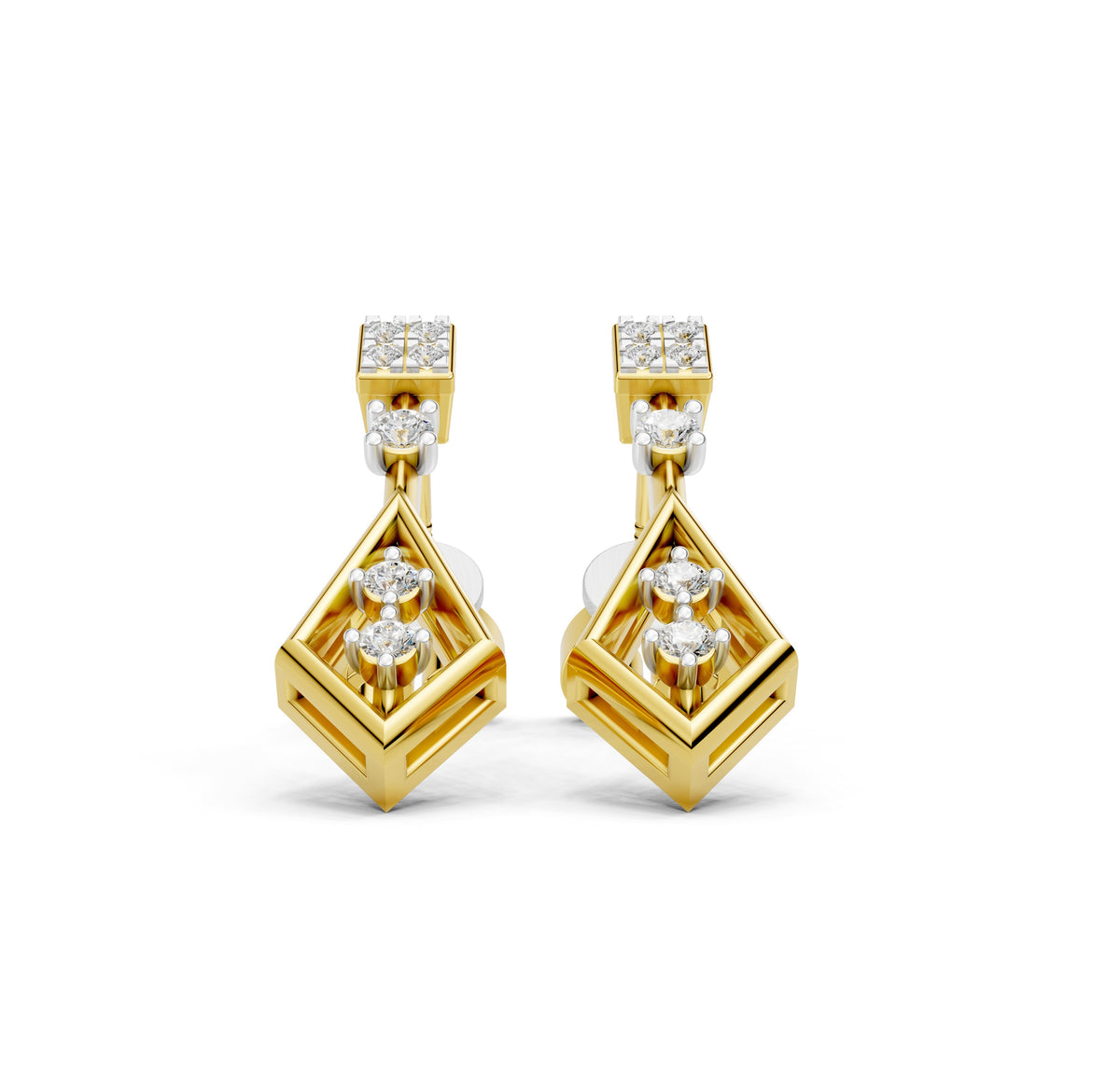 Diamond Prism Drop Net Earrings