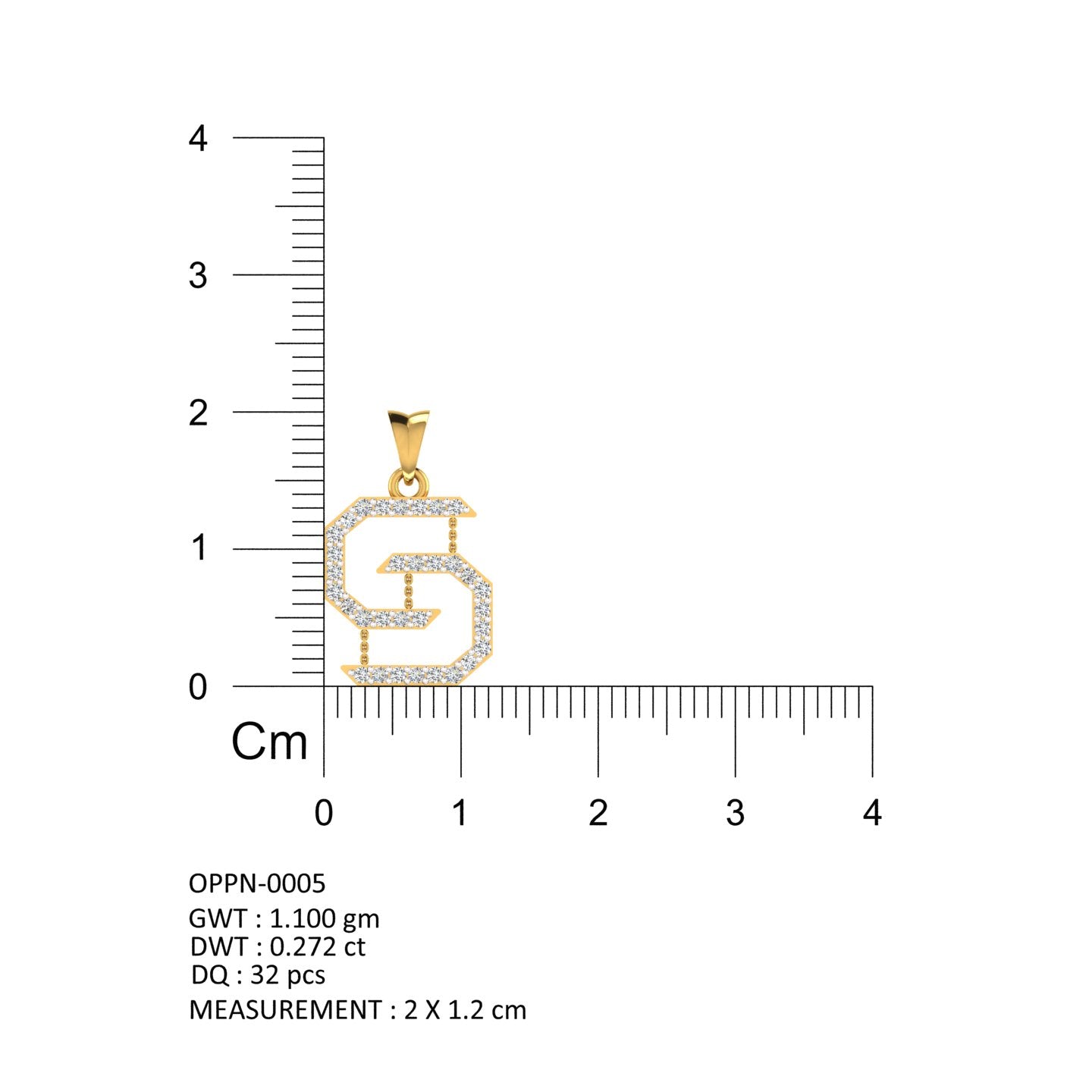Geometric Alphabet "S" Pendant