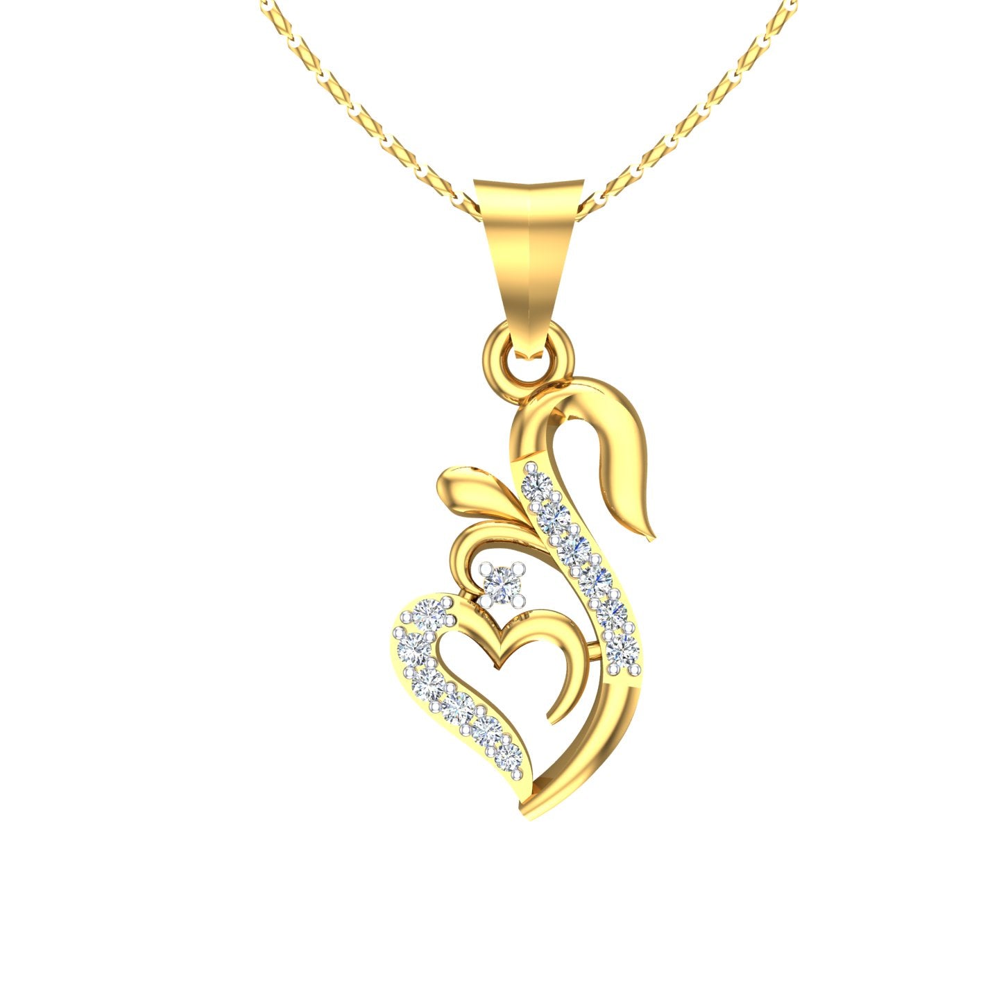 Swan Heart Diamond Pendant