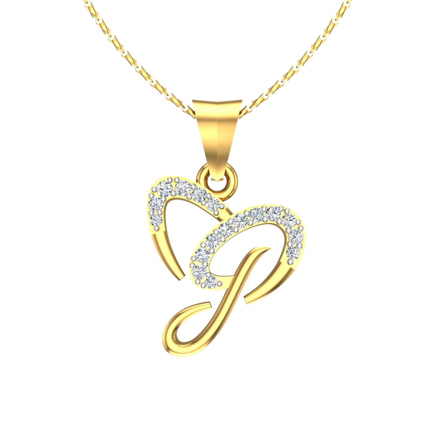 Twin Hearts Diamond Initial Pendant