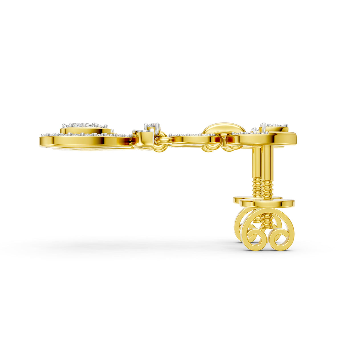 Regal Teardrop Vine Diamond Earrings