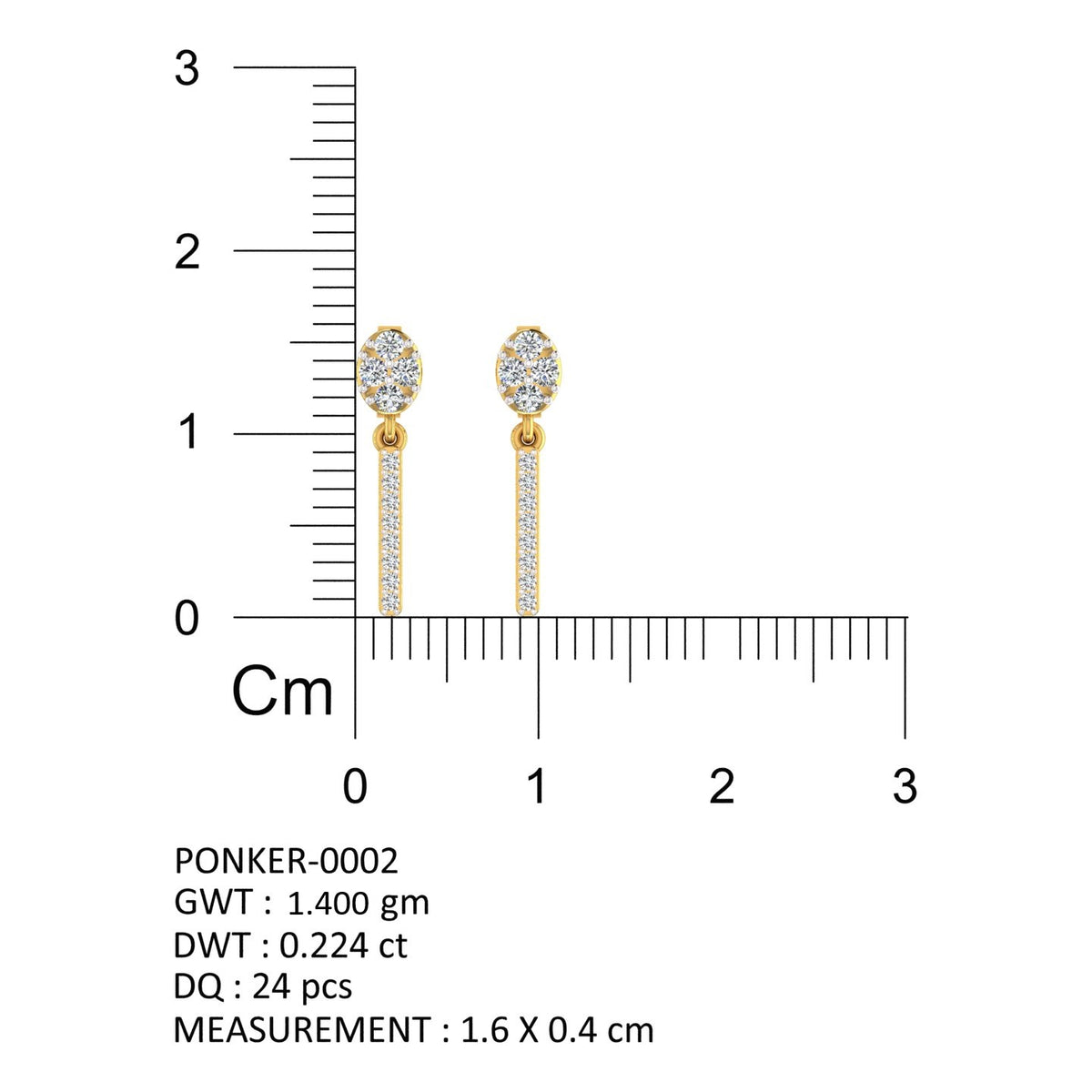 Floral Sparkle Diamond Bar Drop Earrings