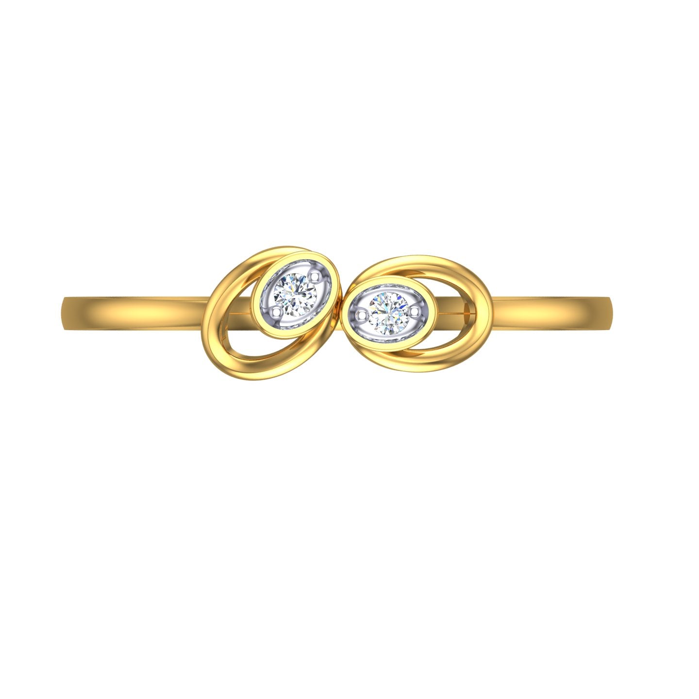 Concentric Twin Oval Bypass Diamond Ring