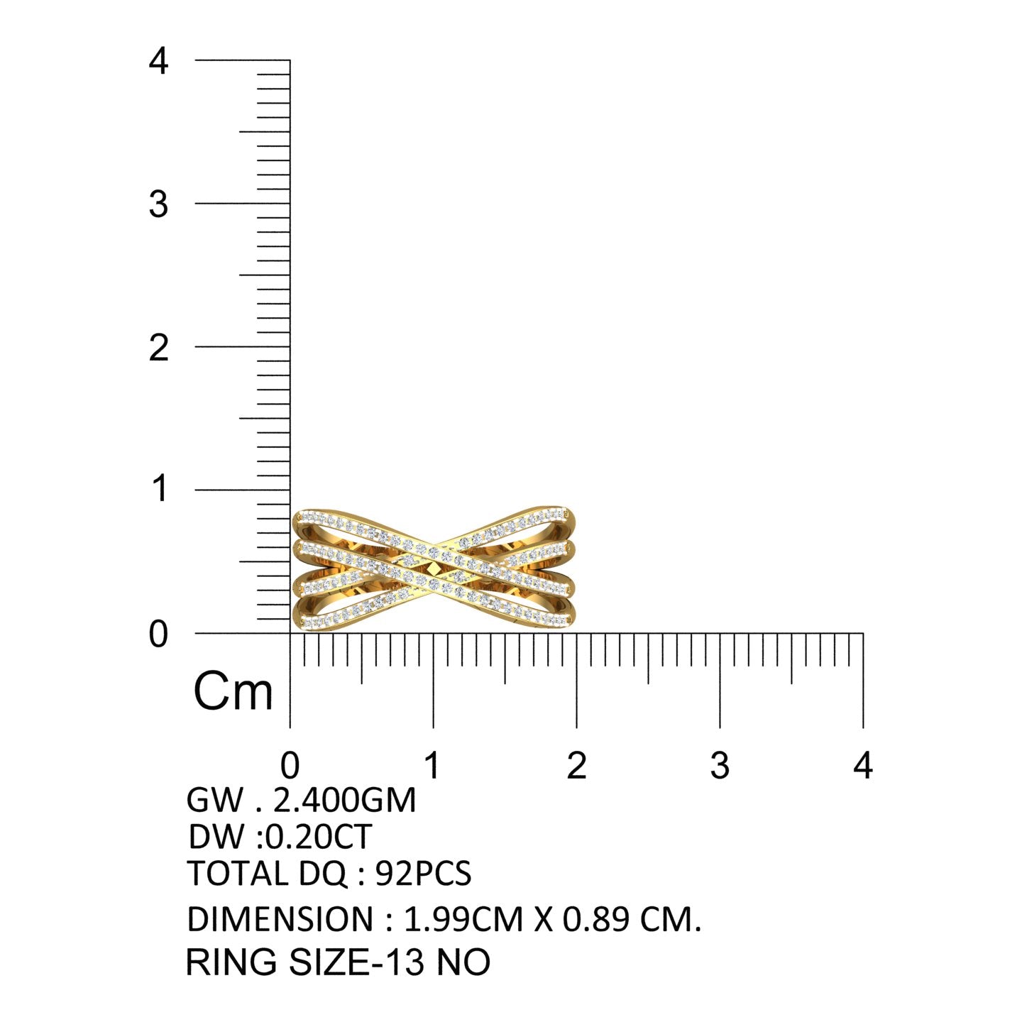Diamond Multi Row Crossover Ring