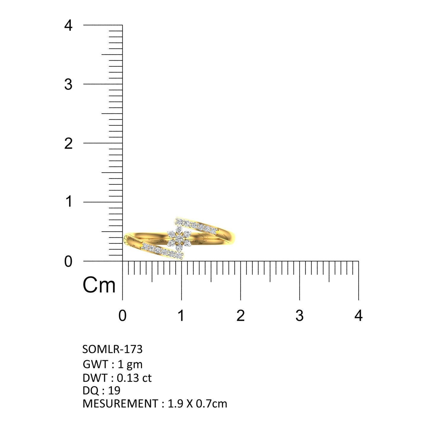 Open Bypass Floral Yellow Gold Diamond Ring