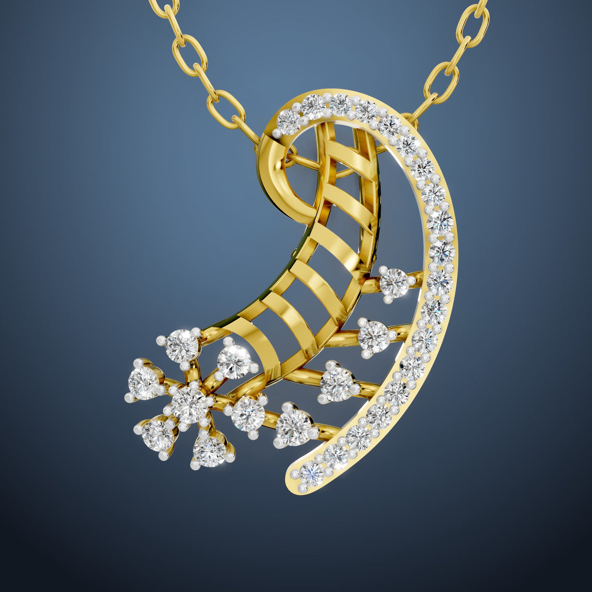 Diamond Blossom Arc Pendant