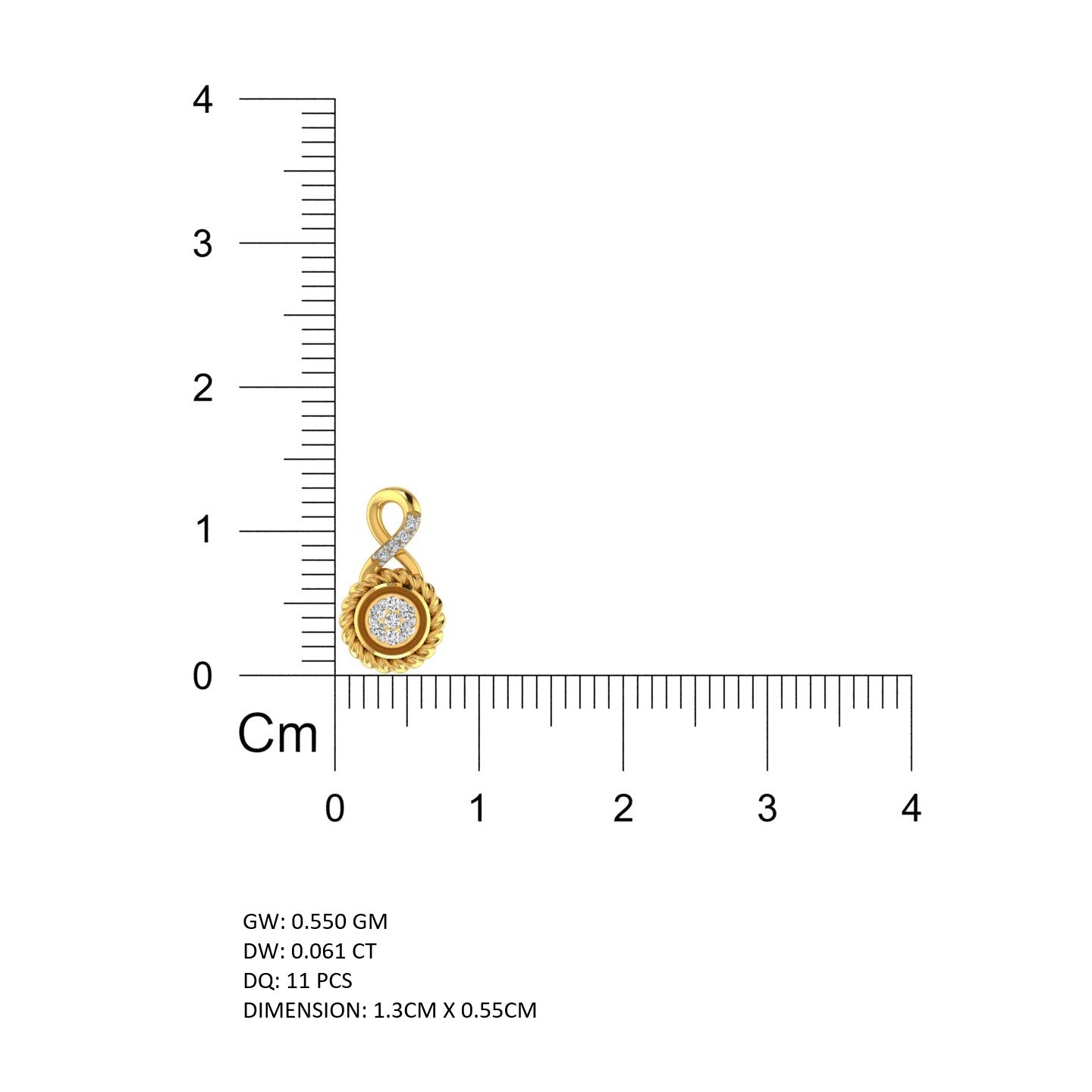 Twisted Rope Circular Floral Gold Pendant