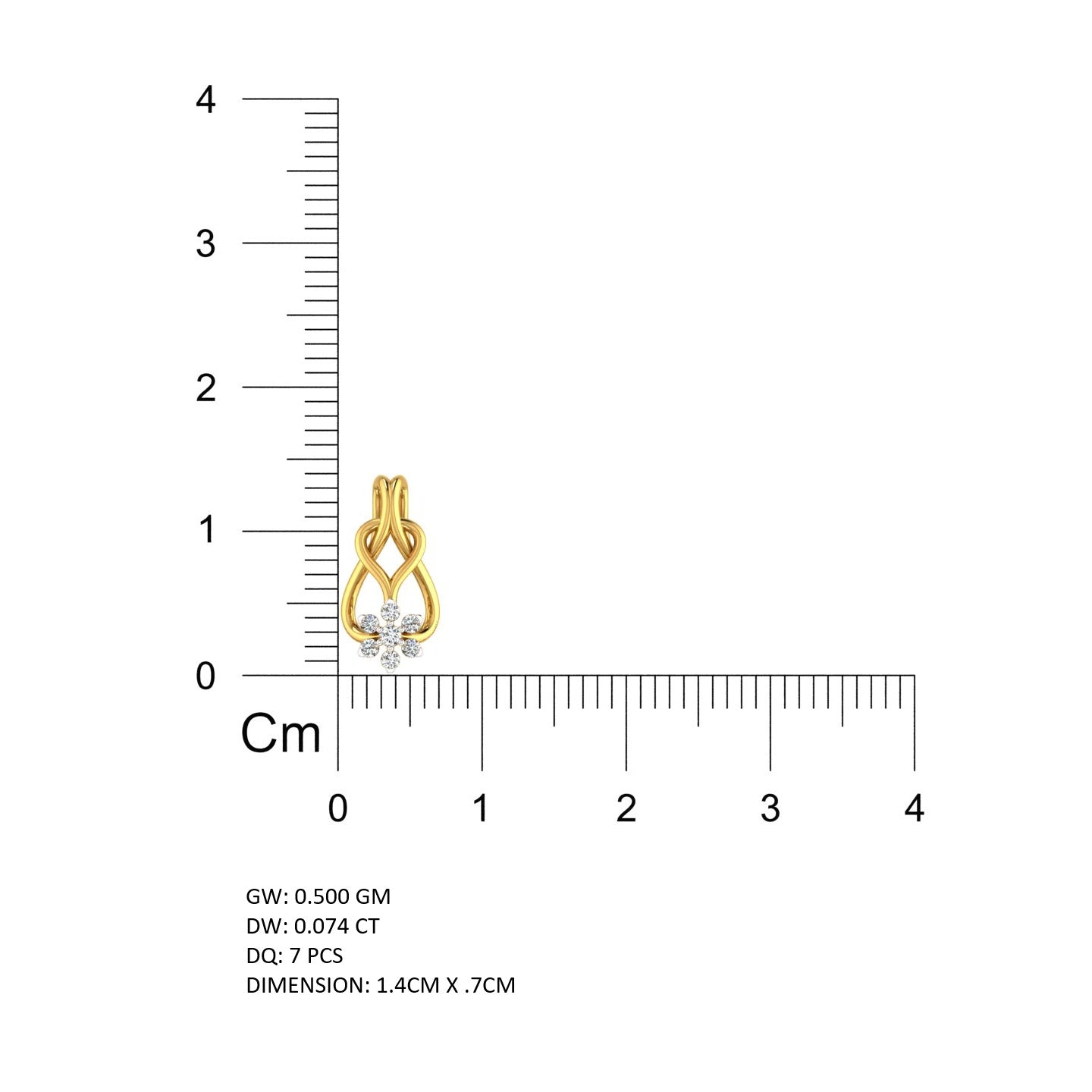 Twisted Ribbon Floral Drop Gold Pendant