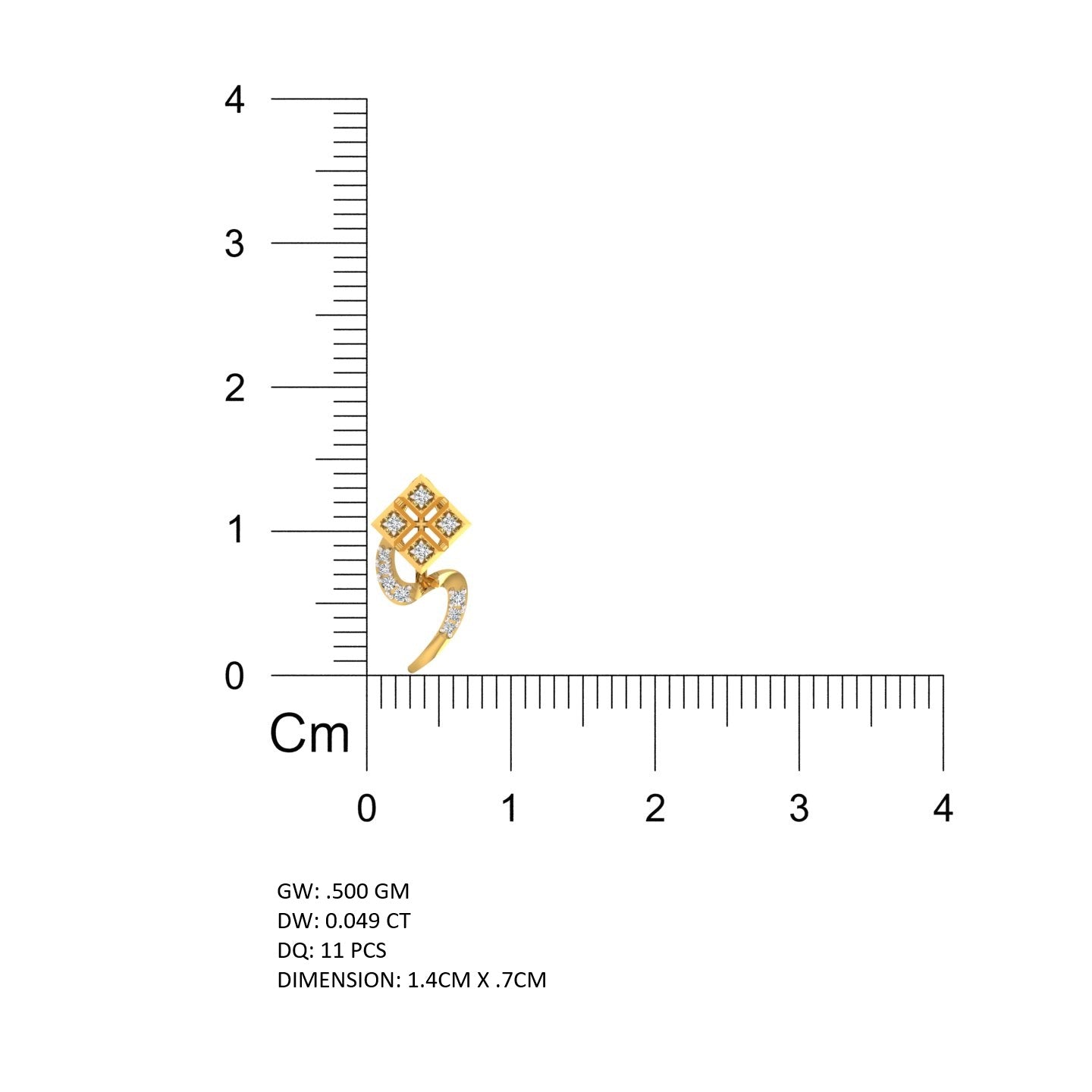 Geometric Four-Square S-Wave Gold Pendant