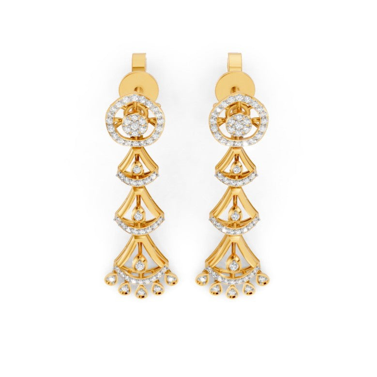 Radiant Cascade Diamond Net Earrings