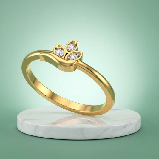 Trinity Leaf Diamond Ring