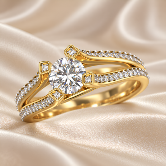 Split-Shank Dual Wave Solitaire Ring