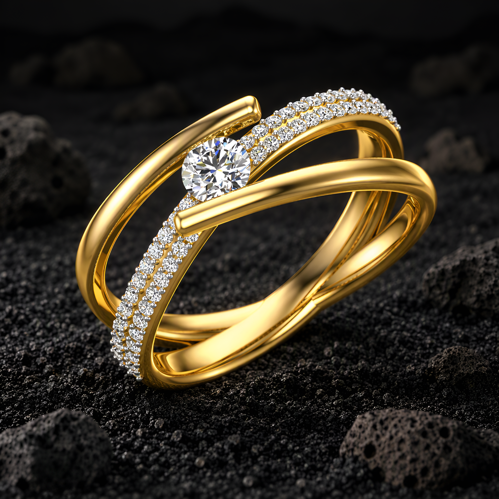 Crossover Split-Shank X-Ring Solitaire