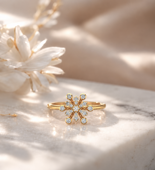 floral-inspired diamond cluster ring