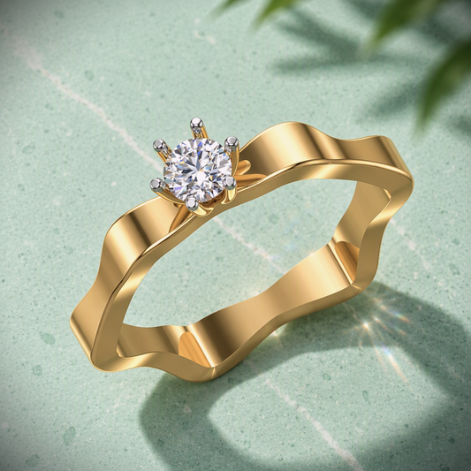 Wavy Zig-Zag Solitaire Engagement Ring
