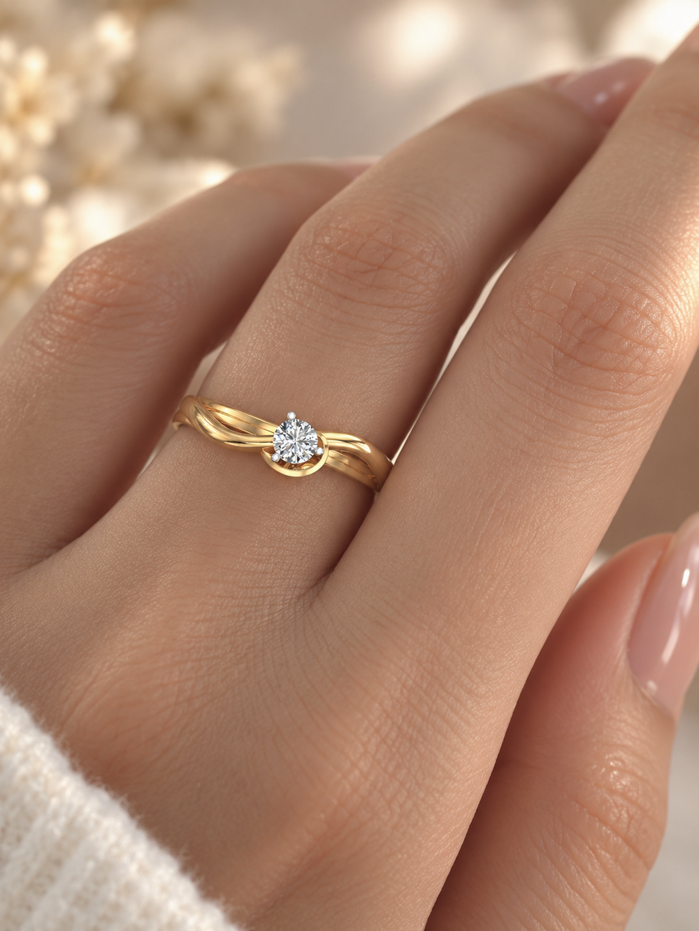 Heart Bypass Solitaire Engagement Ring