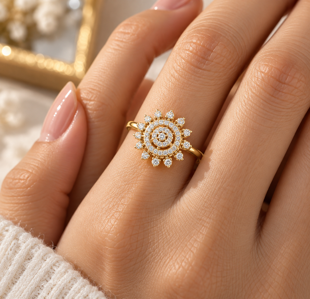 floral-inspired diamond cocktail ring
